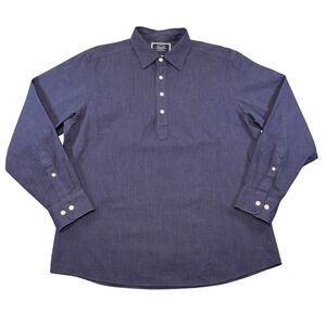 Charles Tyrwhitt Mens Navy Blue Cotton Linen Popover Shirt Large CSRO809NAV SS20